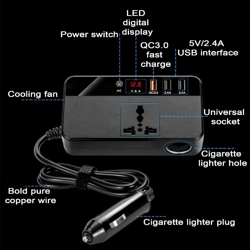 200W Portable Car Inverter Car - Outdoor Power Adapter Usb ulasan dan harga