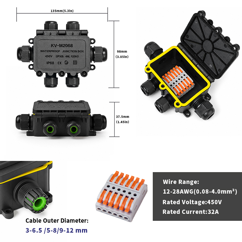 IP68 Waterproof Junction Box 2 - Outdoor Power Junction ulasan dan harga